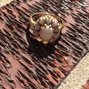 Opal Flower Ring 14k